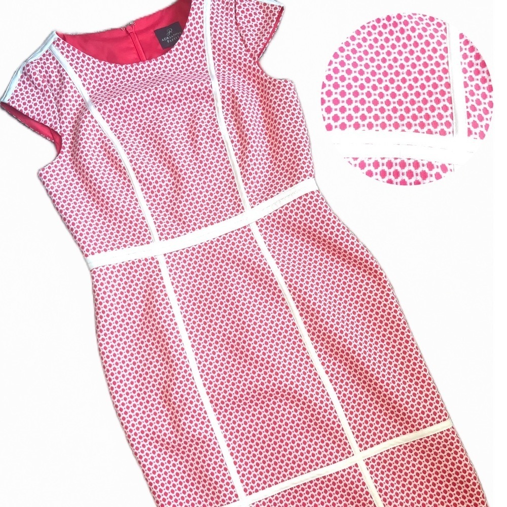 Adrianna Papell Pink and White Contrast A Line Dress Size 6